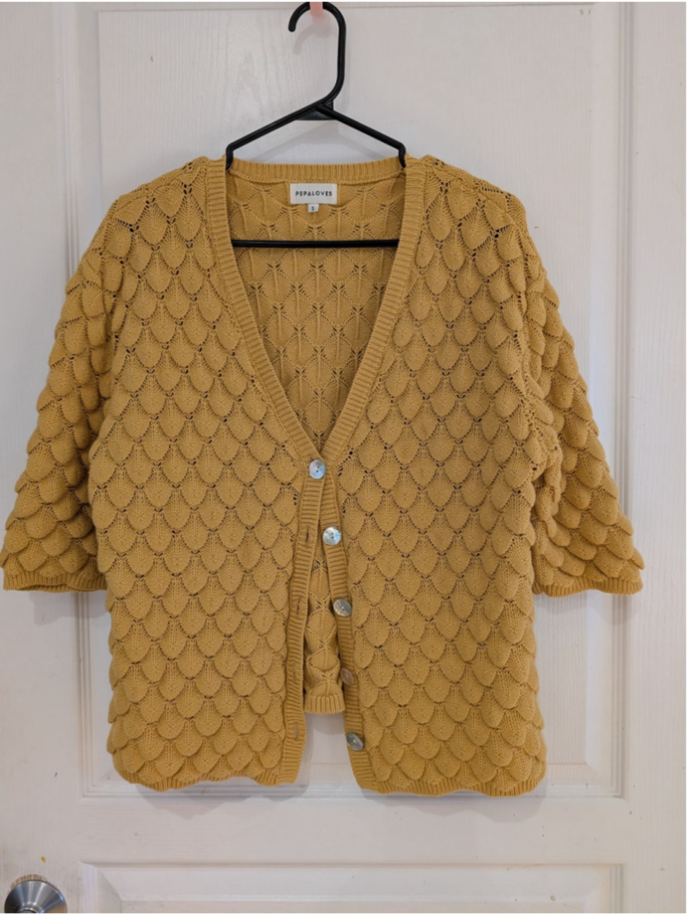 Women's Pepaloves Yellow Cardigan Sweater Size S